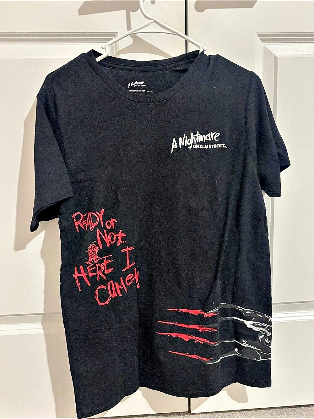 A Nightmare on Elm Street Ready or Not Here I Come Graphic T-Shirt Tee Black